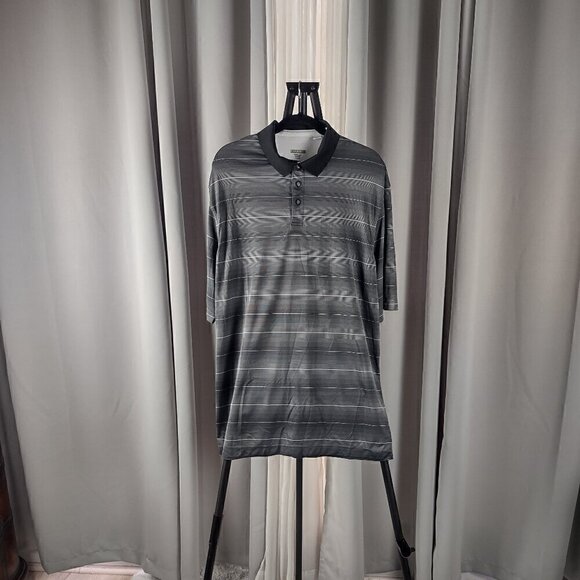 Cutter & Buck Dark Gray Light Gray White Polyester DryTec Polo Golf Shirt Sz XXL - Picture 1 of 12